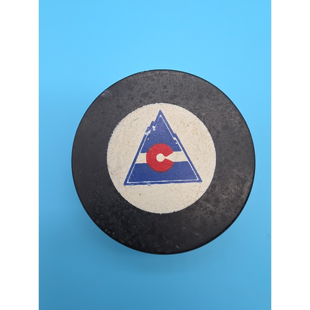 Colorado Rockies Hockey Puck Game Used Vintage NHL Official